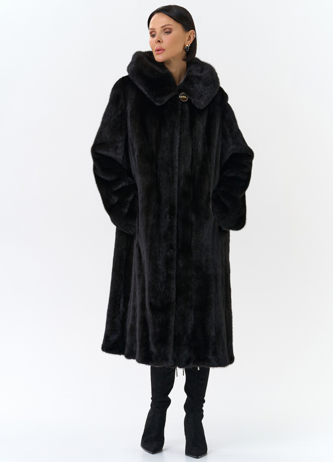 Шуба из норки в цвете махагон модель № 26691 в кредит