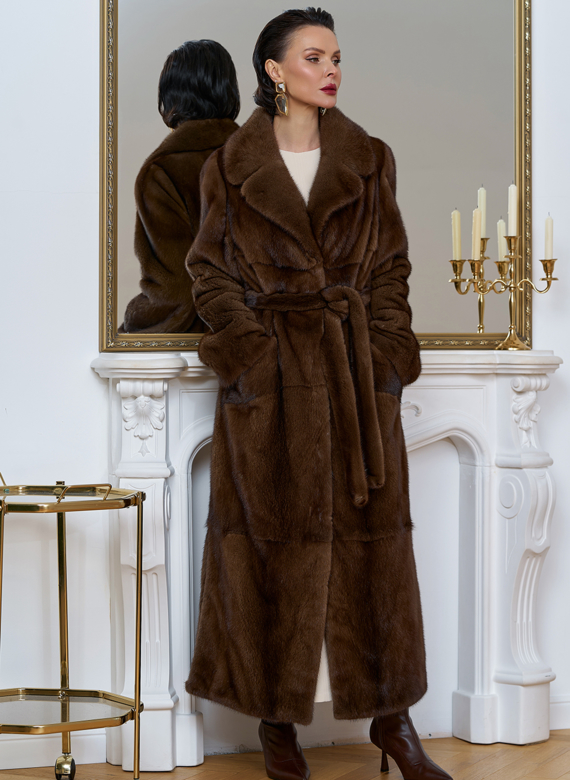 Длинная шуба из меха скандинавской норки