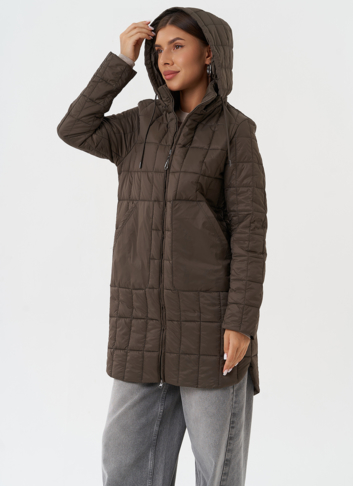 Стеганое пальто с капюшоном