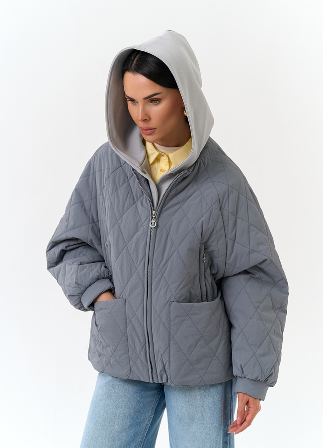 Женская куртка с трикотажным капюшоном модель № 32837 универмаг малина